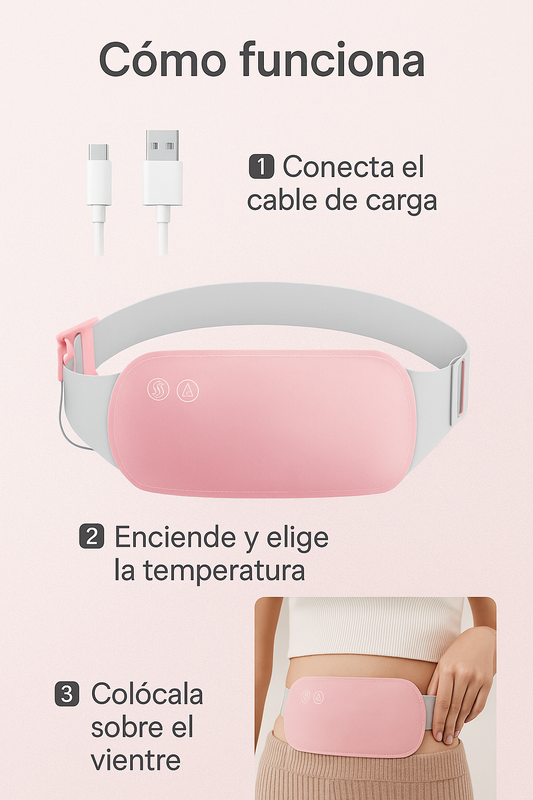 Faja Térmica Menstrual con Masaje – Alivio Portátil para Cólicos y Dolor Lumbar